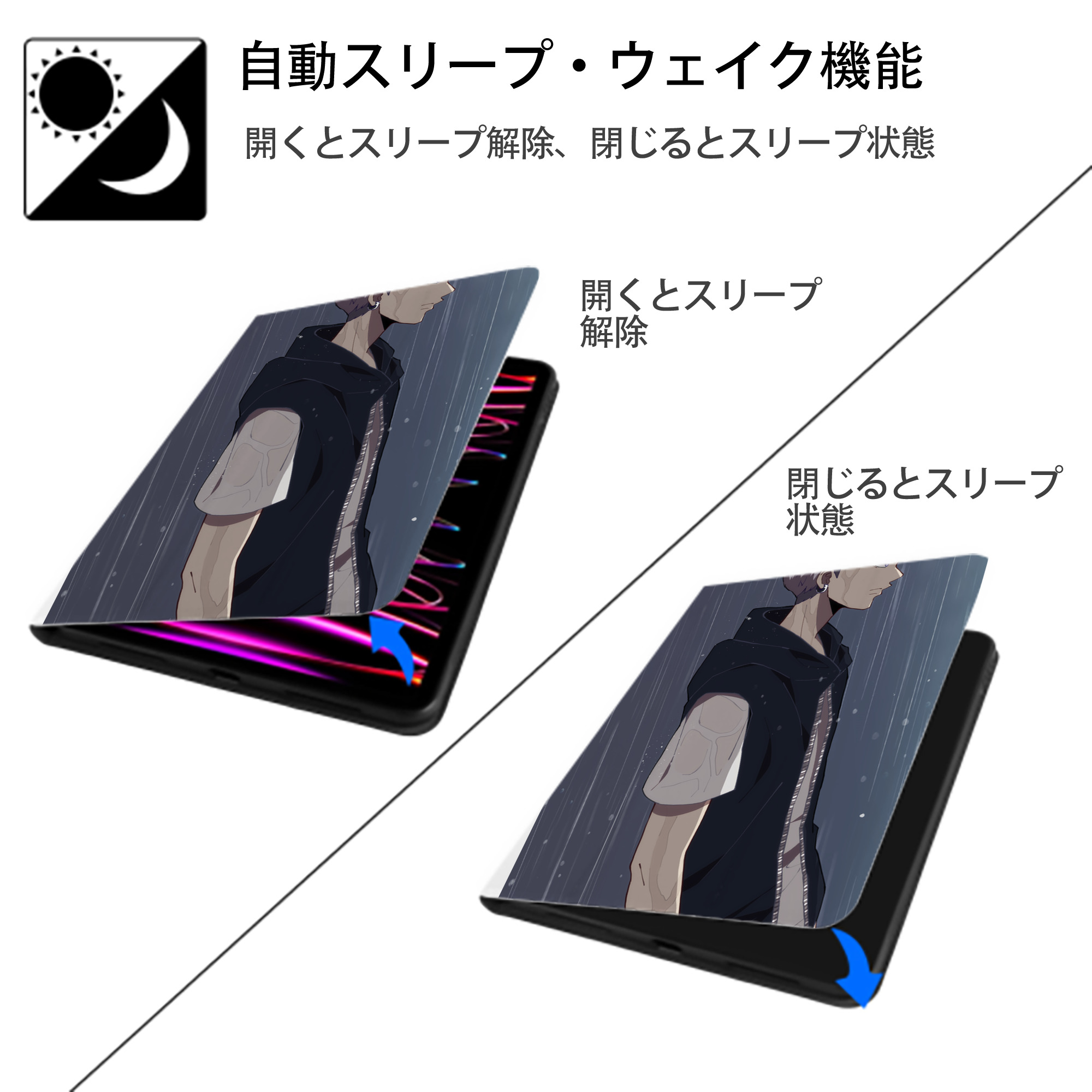 東京リベンジャーズ Tokyo Revengers IPad ケース ペン収納付き 三つ折りスタンド PUレザー×シリコン 対応機種9.5/10.5/10.9インチ