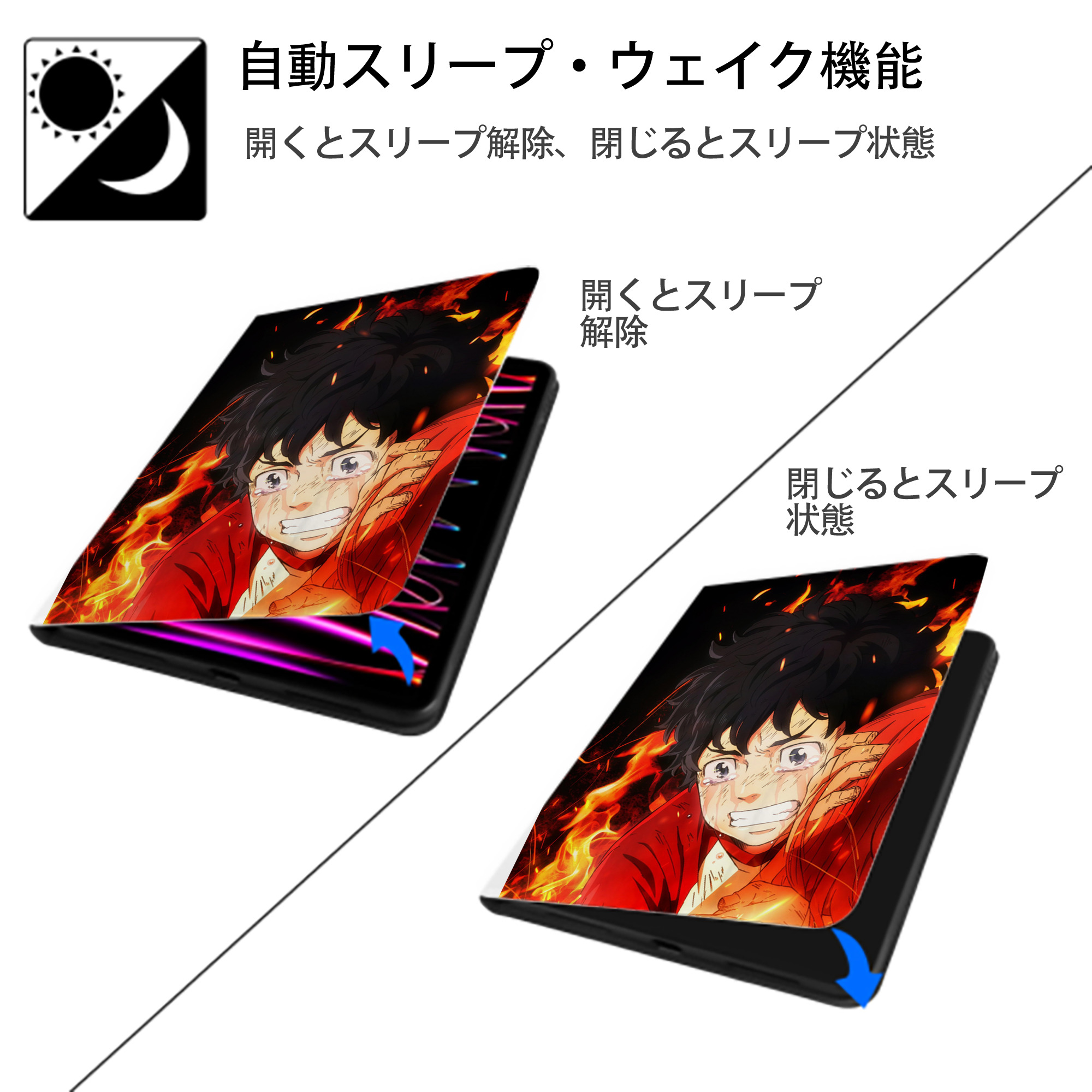 東京リベンジャーズ Tokyo Revengers IPad ケース ペン収納付き 三つ折りスタンド PUレザー×シリコン 対応機種9.5/10.5/10.9インチ