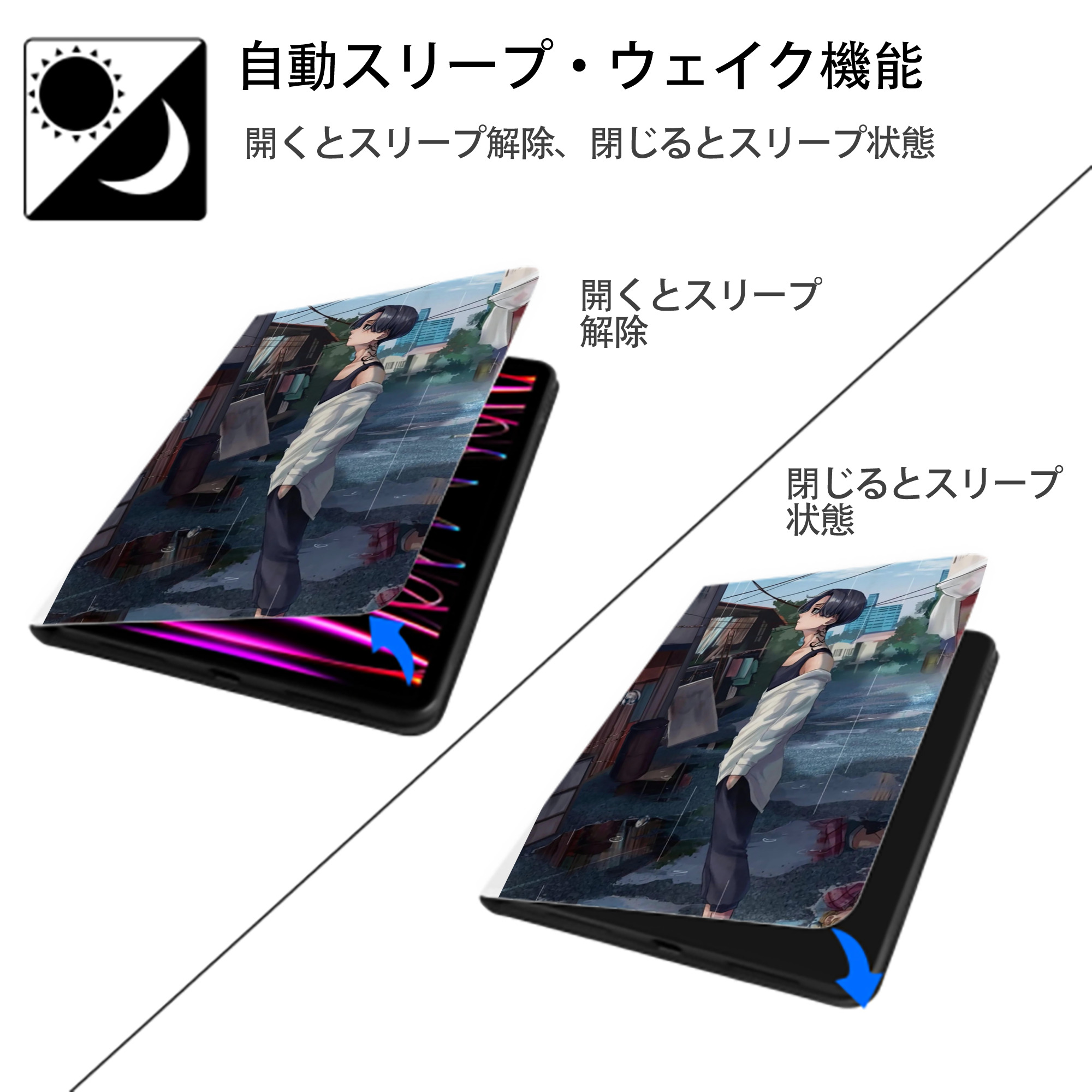 東京リベンジャーズ Tokyo Revengers IPad ケース ペン収納付き 三つ折りスタンド PUレザー×シリコン 対応機種9.5/10.5/10.9インチ