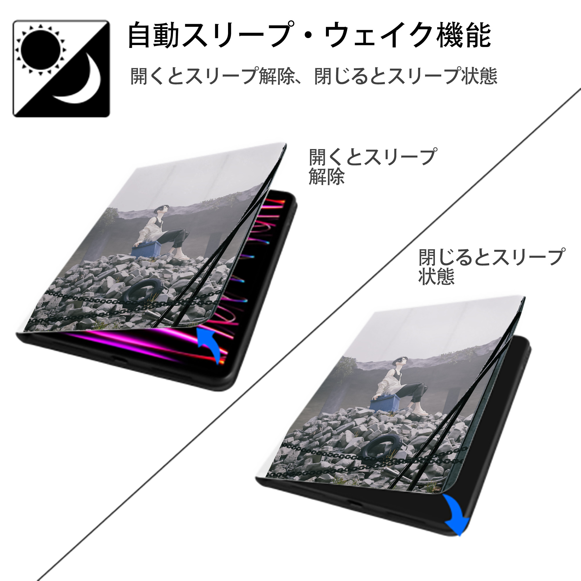 東京リベンジャーズ Tokyo Revengers IPad ケース ペン収納付き 三つ折りスタンド PUレザー×シリコン 対応機種9.5/10.5/10.9インチ