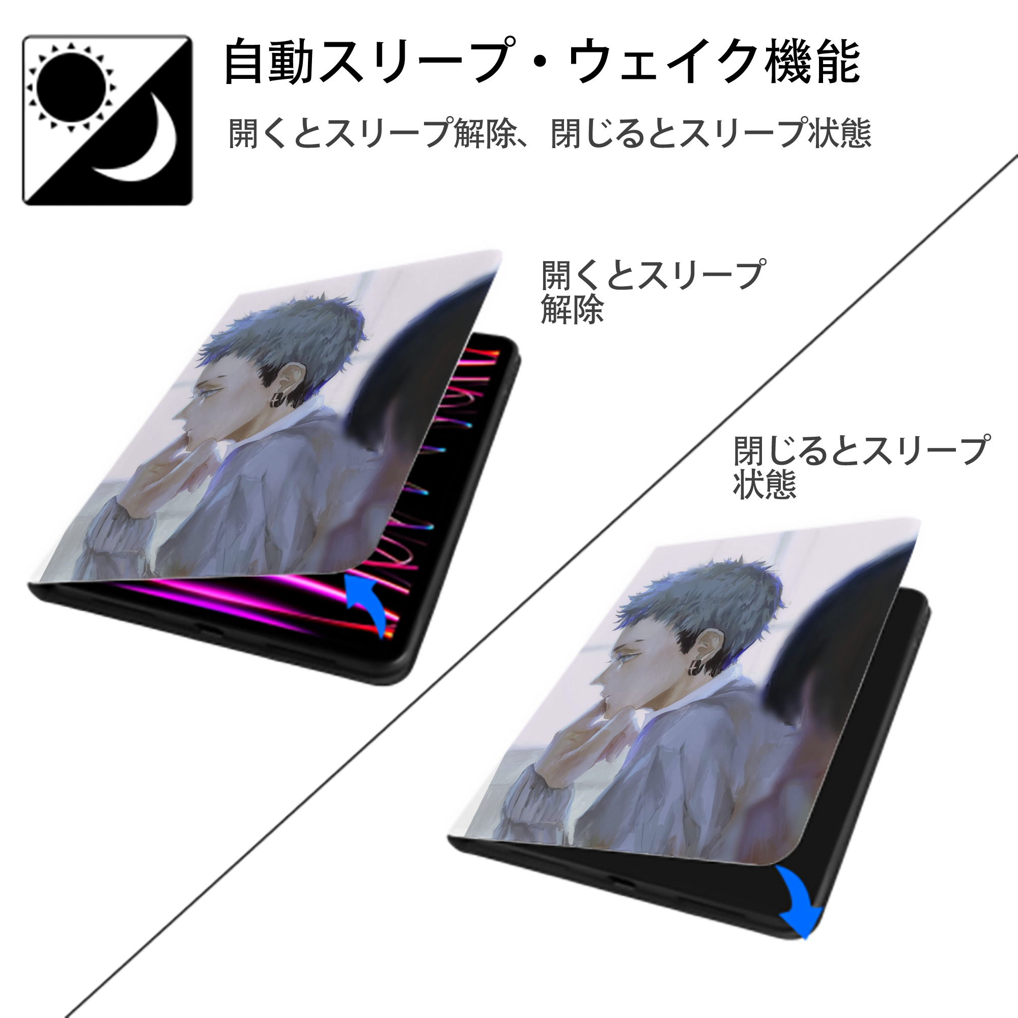 東京リベンジャーズ Tokyo Revengers IPad ケース ペン収納付き 三つ折りスタンド PUレザー×シリコン 対応機種9.5/10.5/10.9インチ