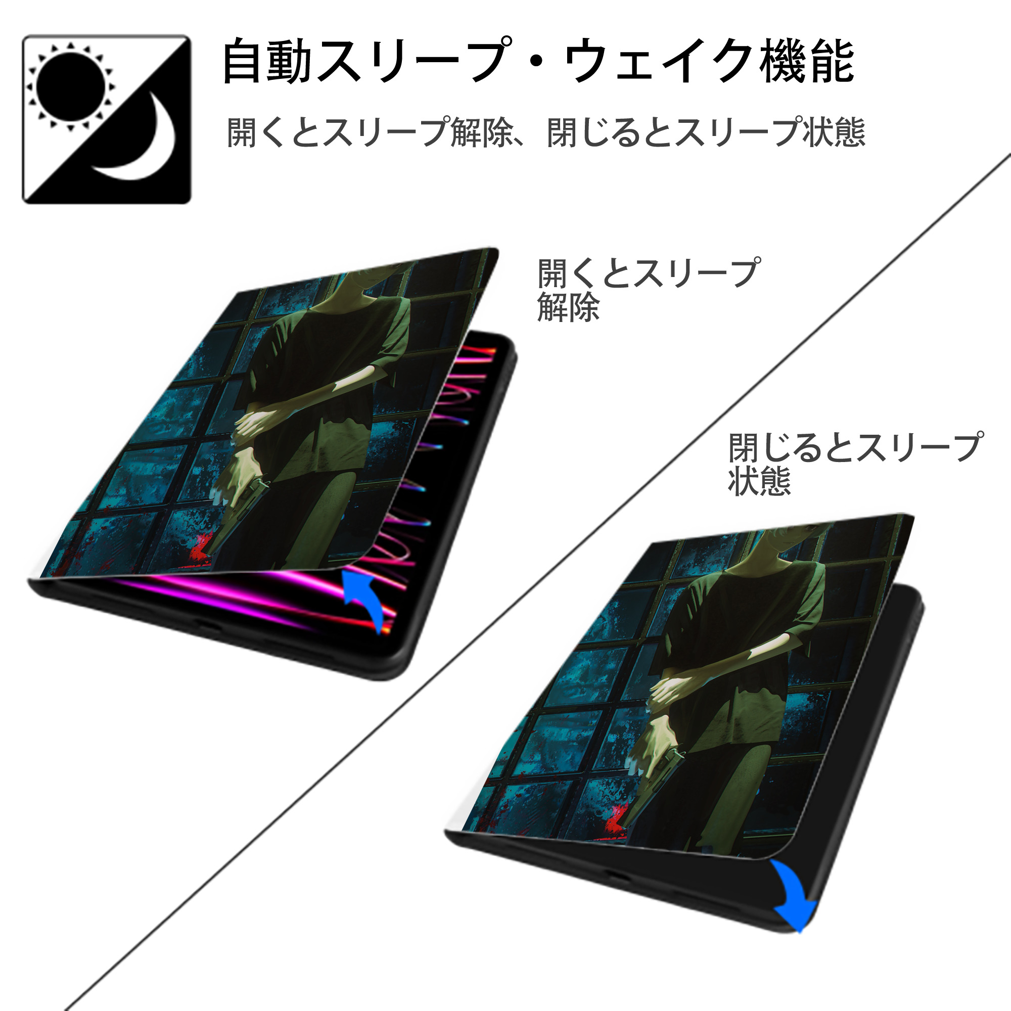 東京リベンジャーズ Tokyo Revengers IPad ケース ペン収納付き 三つ折りスタンド PUレザー×シリコン 対応機種9.5/10.5/10.9インチ
