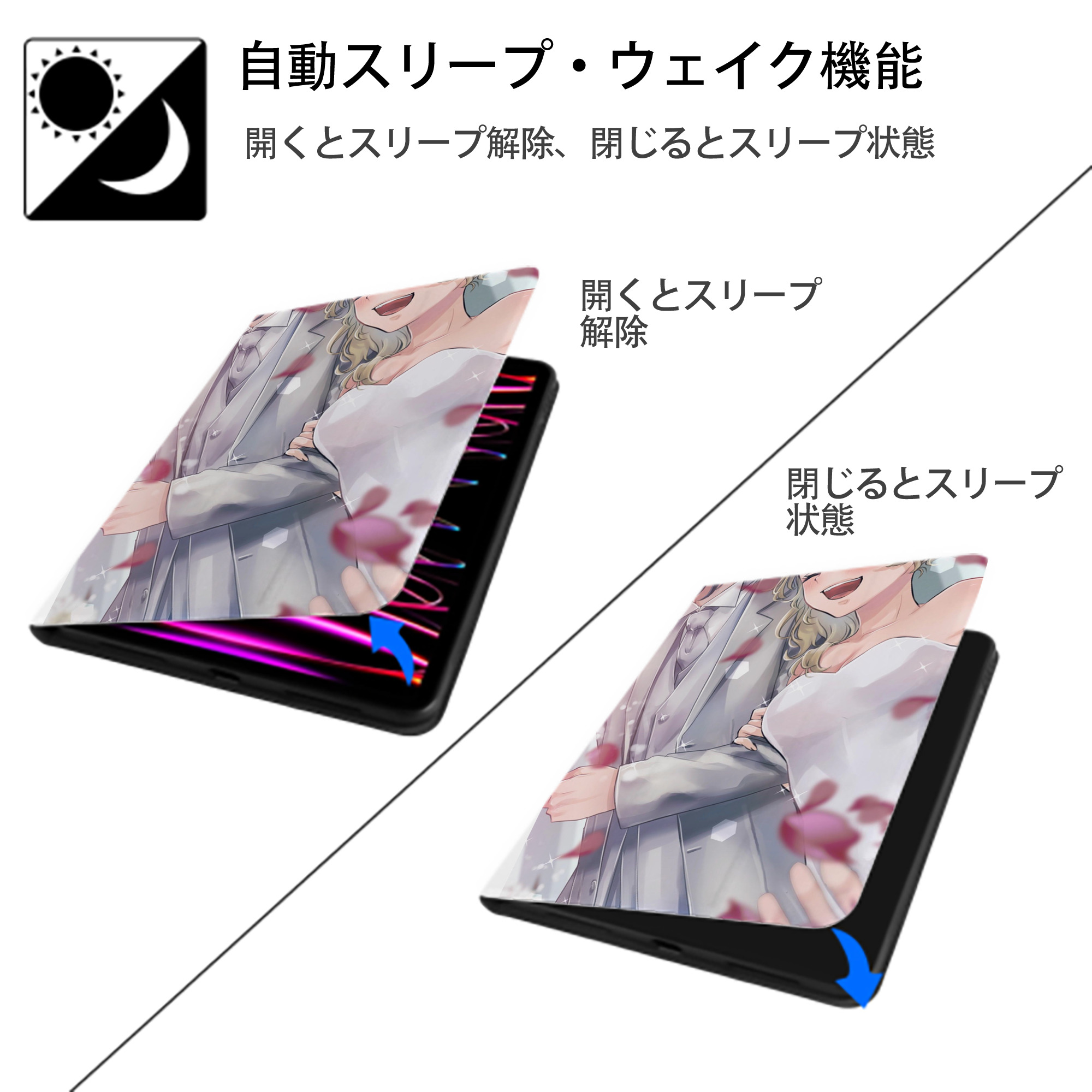 東京リベンジャーズ Tokyo Revengers IPad ケース ペン収納付き 三つ折りスタンド PUレザー×シリコン 対応機種9.5/10.5/10.9インチ