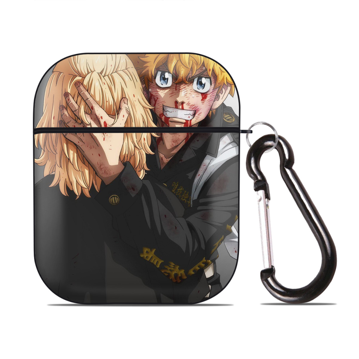 （画像用） 東京リベンジャーズ Tokyo Revengers AirPods 第2世代保護ケース ハードシェル ブラック 耐衝撃・防指紋・カラビナ付き