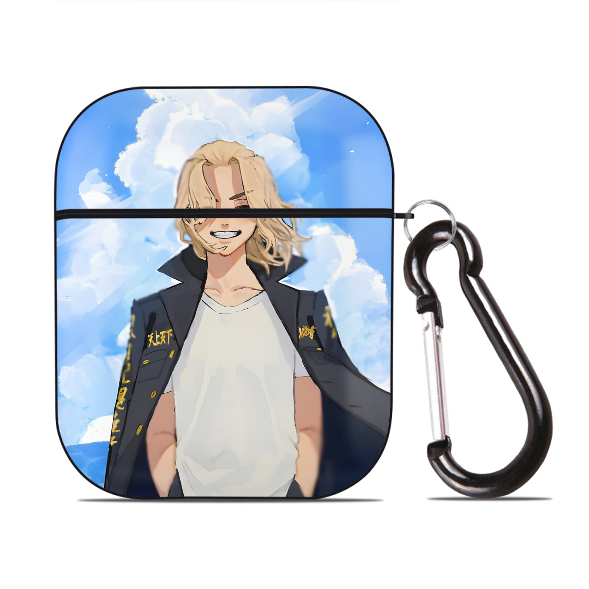 （画像用） 東京リベンジャーズ Tokyo Revengers AirPods 第2世代保護ケース ハードシェル ブラック 耐衝撃・防指紋・カラビナ付き