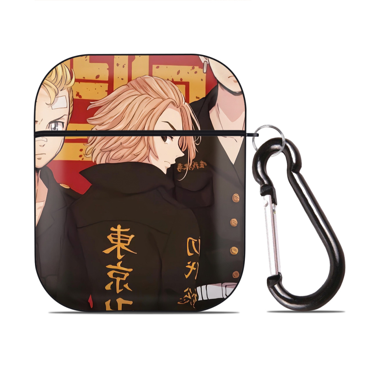 （画像用） 東京リベンジャーズ Tokyo Revengers AirPods 第2世代保護ケース ハードシェル ブラック 耐衝撃・防指紋・カラビナ付き