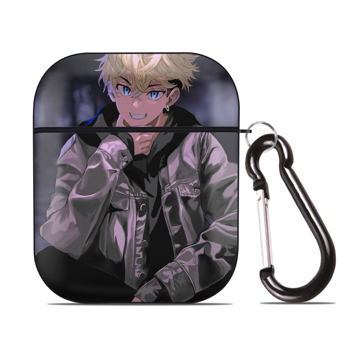 （画像用） 東京リベンジャーズ Tokyo Revengers AirPods 第2世代保護ケース ハードシェル ブラック 耐衝撃・防指紋・カラビナ付き