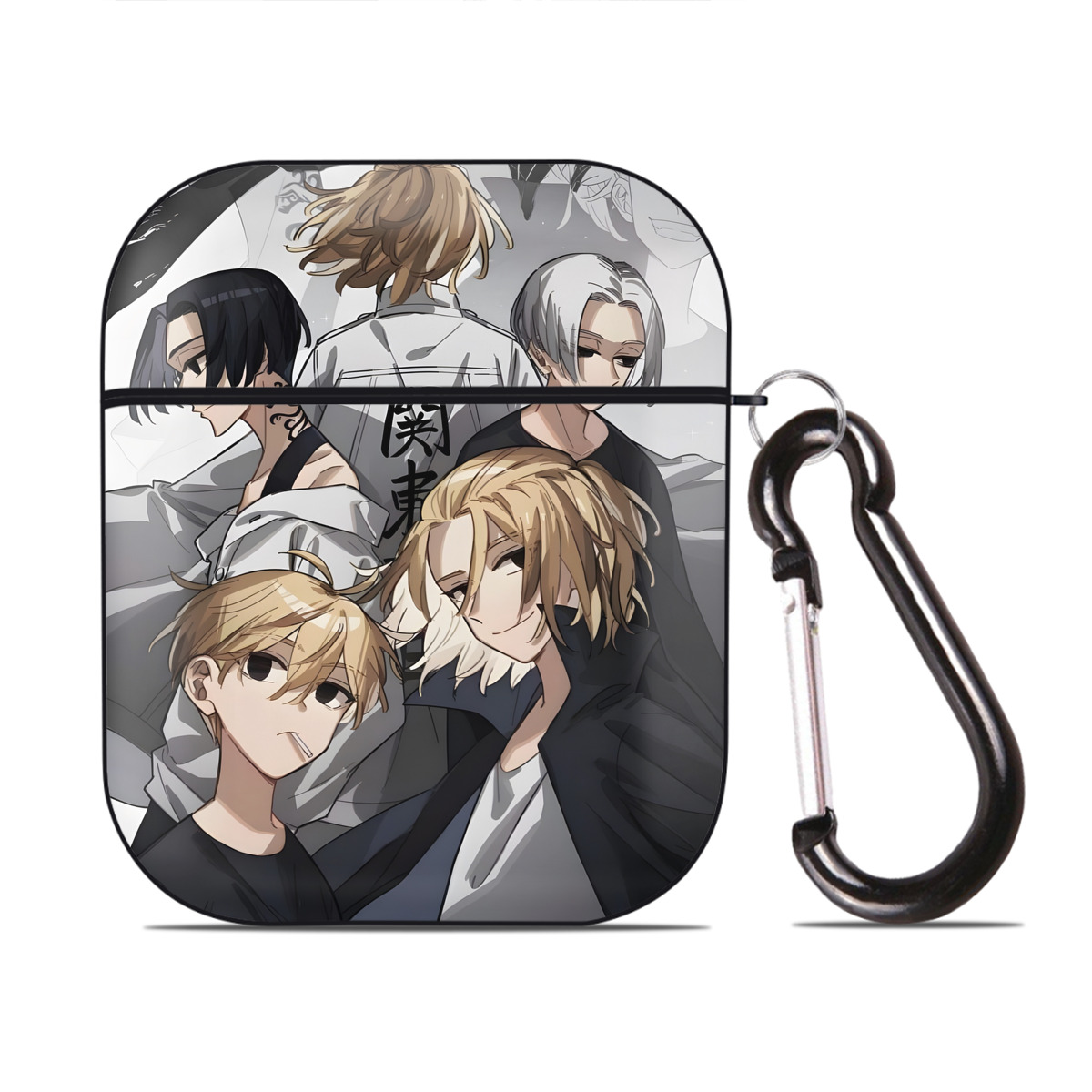 （画像用） 東京リベンジャーズ Tokyo Revengers AirPods 第2世代保護ケース ハードシェル ブラック 耐衝撃・防指紋・カラビナ付き
