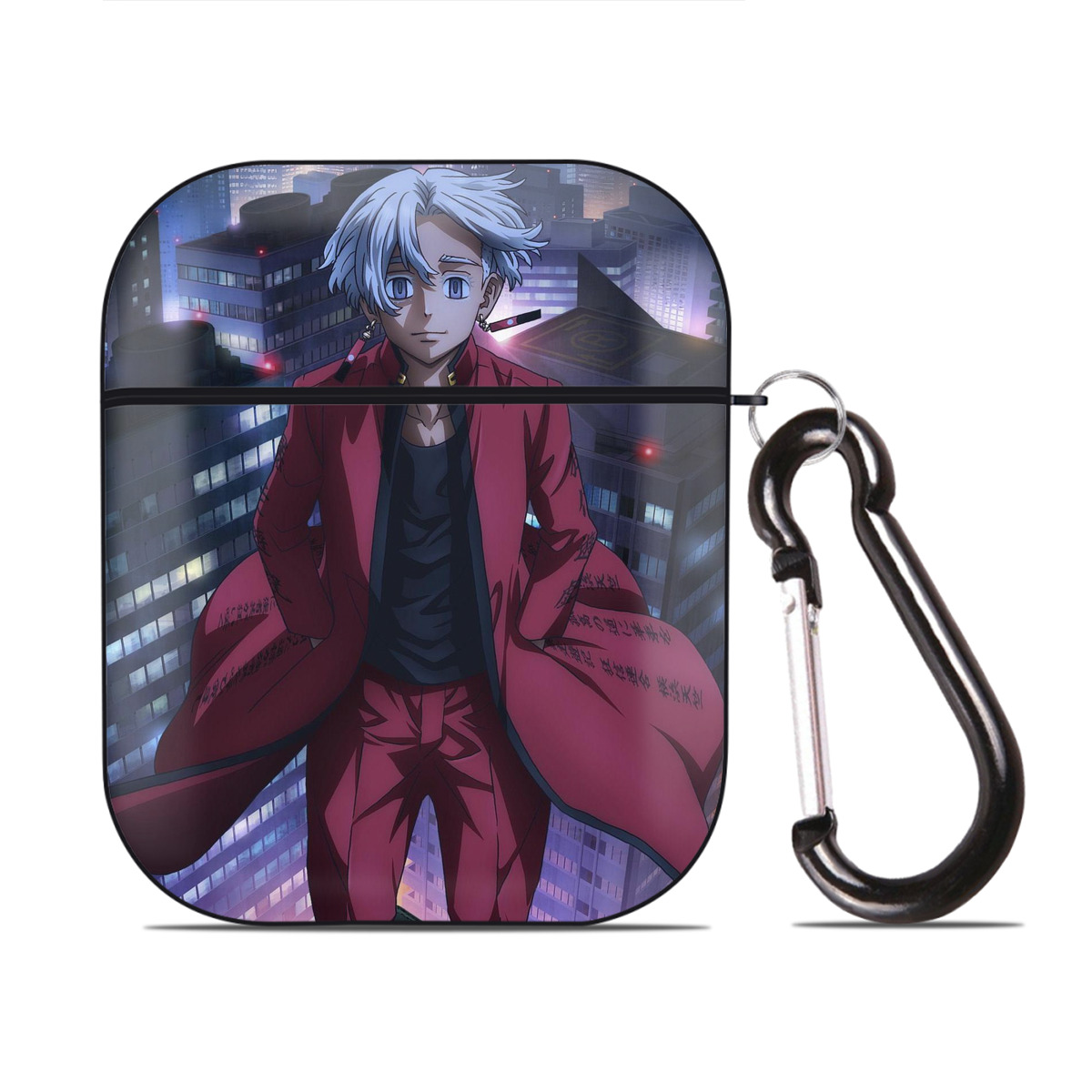 （画像用） 東京リベンジャーズ Tokyo Revengers AirPods 第2世代保護ケース ハードシェル ブラック 耐衝撃・防指紋・カラビナ付き