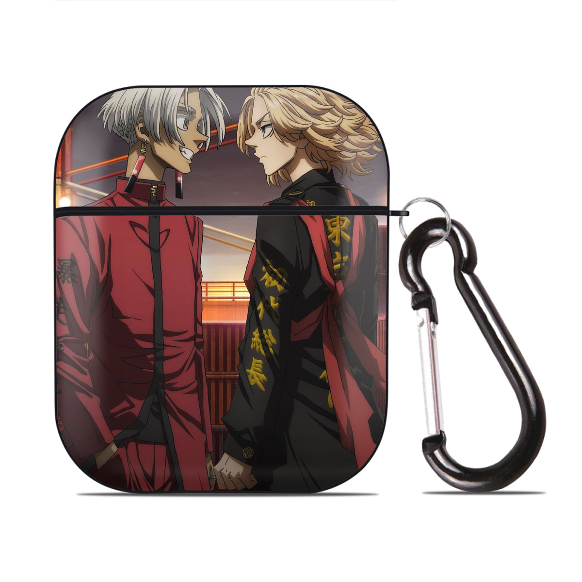 （画像用） 東京リベンジャーズ Tokyo Revengers AirPods 第2世代保護ケース ハードシェル ブラック 耐衝撃・防指紋・カラビナ付き