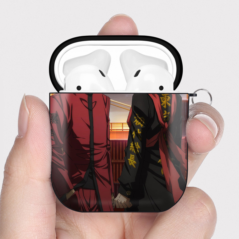 （画像用） 東京リベンジャーズ Tokyo Revengers AirPods 第2世代保護ケース ハードシェル ブラック 耐衝撃・防指紋・カラビナ付き