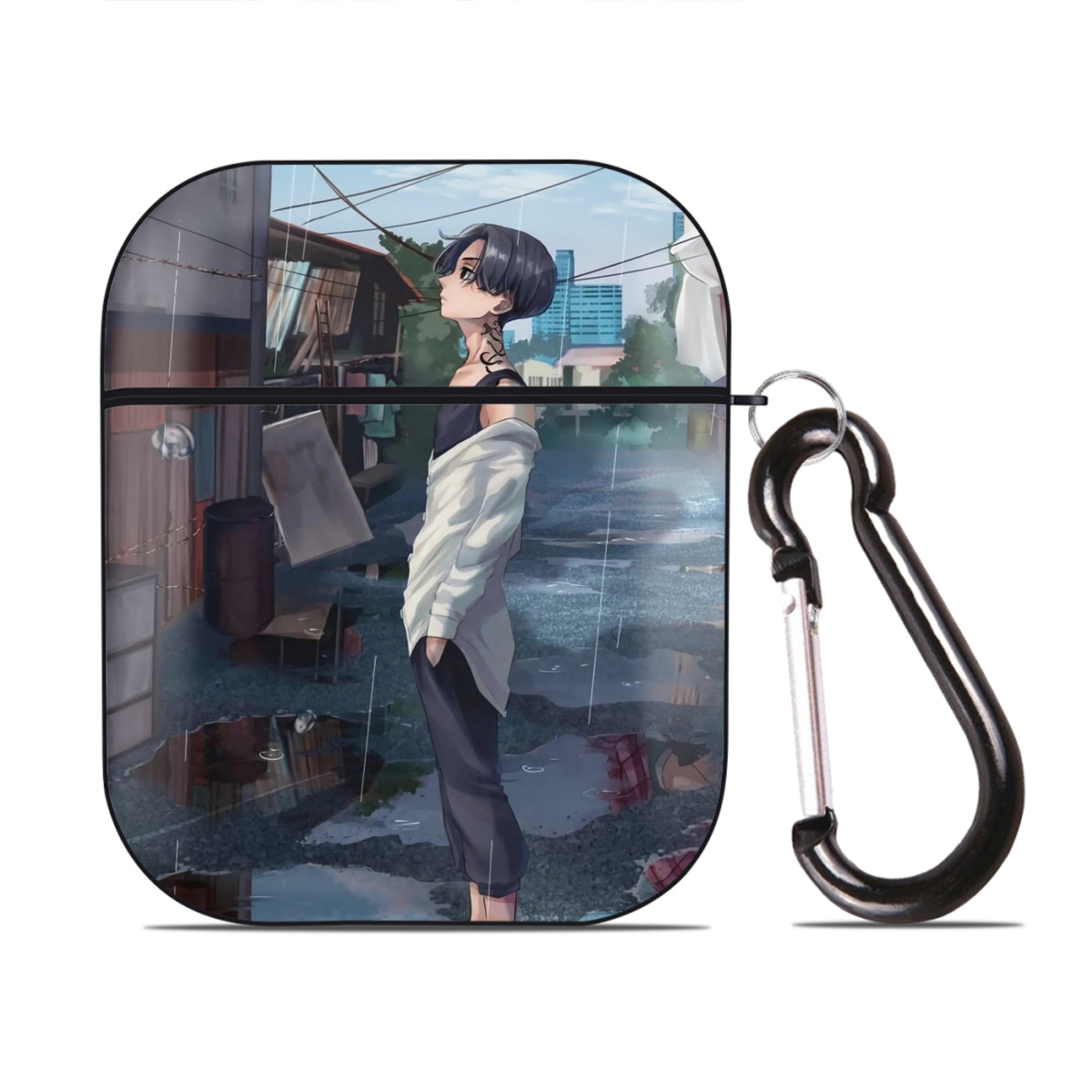（画像用） 東京リベンジャーズ Tokyo Revengers AirPods 第2世代保護ケース ハードシェル ブラック 耐衝撃・防指紋・カラビナ付き