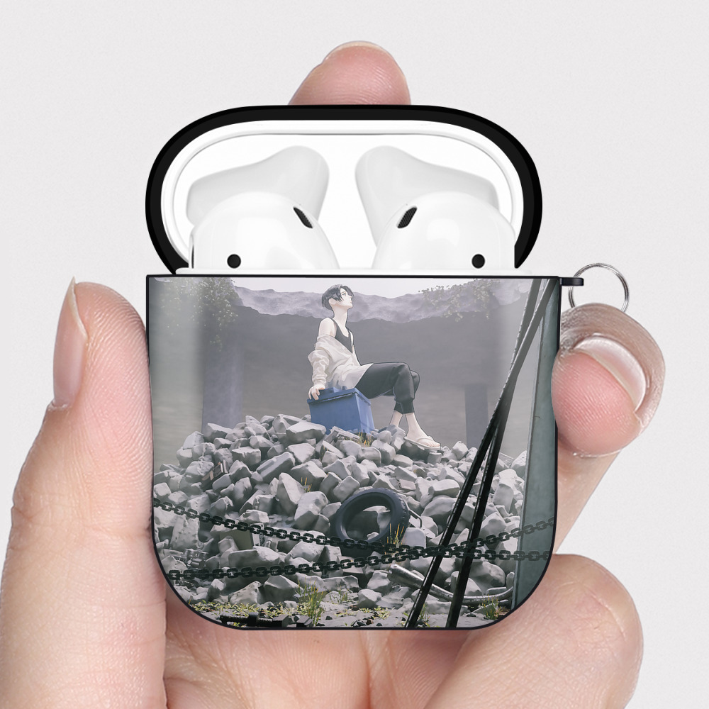 （画像用） 東京リベンジャーズ Tokyo Revengers AirPods 第2世代保護ケース ハードシェル ブラック 耐衝撃・防指紋・カラビナ付き