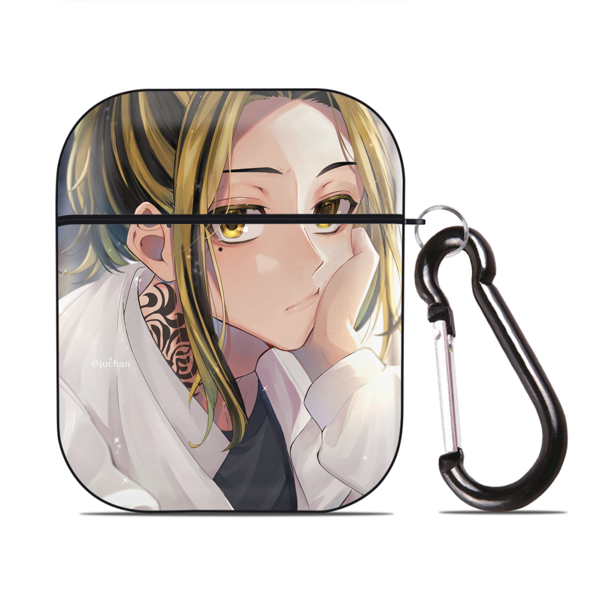 （画像用） 東京リベンジャーズ Tokyo Revengers AirPods 第2世代保護ケース ハードシェル ブラック 耐衝撃・防指紋・カラビナ付き