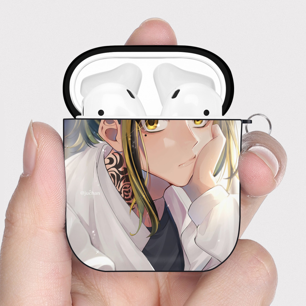 （画像用） 東京リベンジャーズ Tokyo Revengers AirPods 第2世代保護ケース ハードシェル ブラック 耐衝撃・防指紋・カラビナ付き