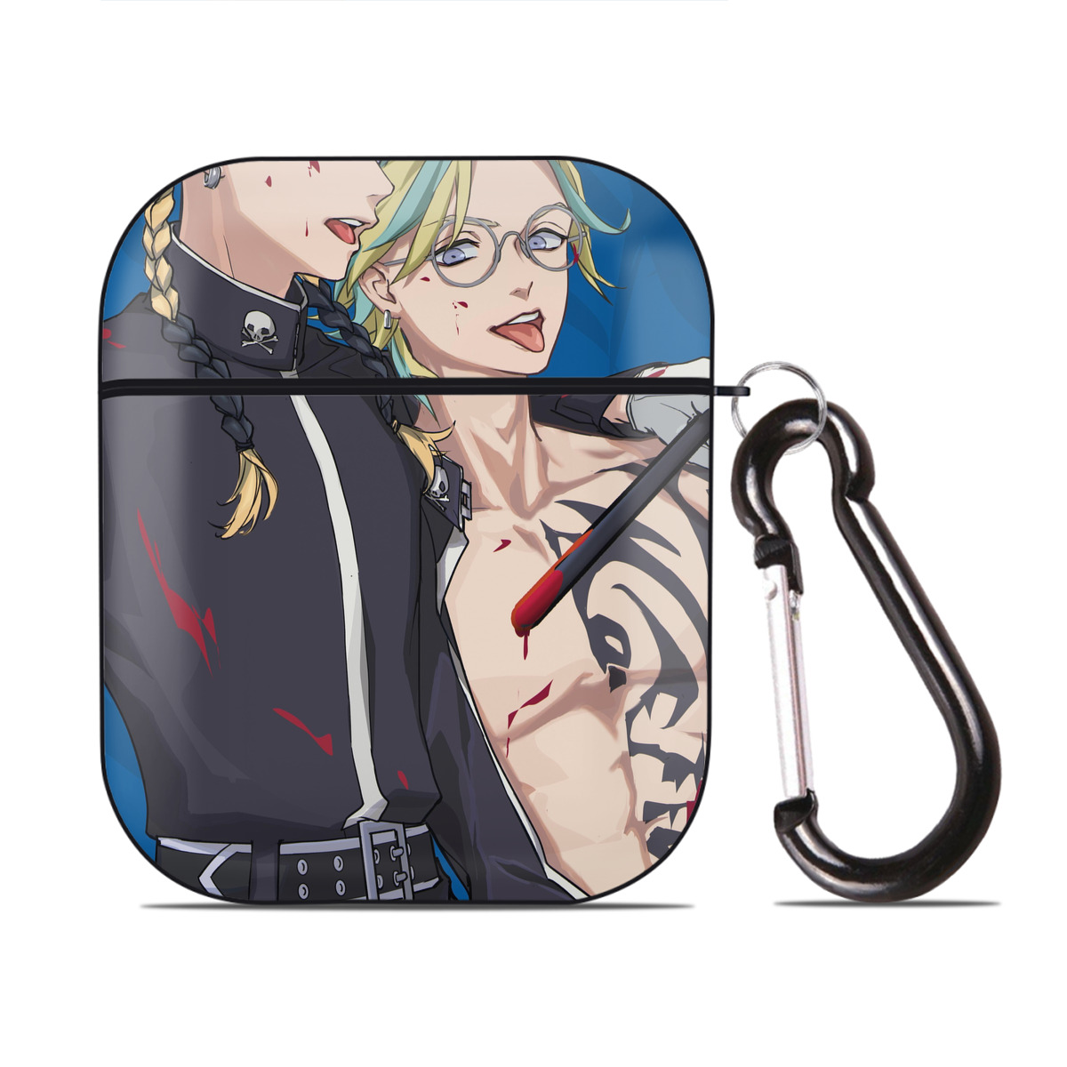 （画像用） 東京リベンジャーズ Tokyo Revengers AirPods 第2世代保護ケース ハードシェル ブラック 耐衝撃・防指紋・カラビナ付き