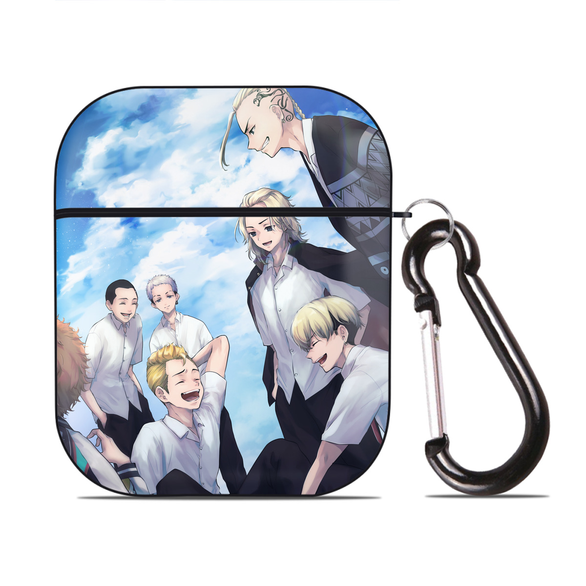 （画像用） 東京リベンジャーズ Tokyo Revengers AirPods 第2世代保護ケース ハードシェル ブラック 耐衝撃・防指紋・カラビナ付き