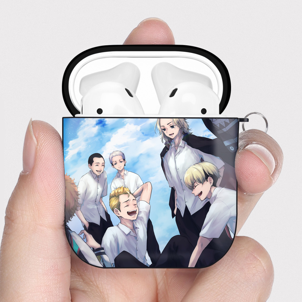 （画像用） 東京リベンジャーズ Tokyo Revengers AirPods 第2世代保護ケース ハードシェル ブラック 耐衝撃・防指紋・カラビナ付き