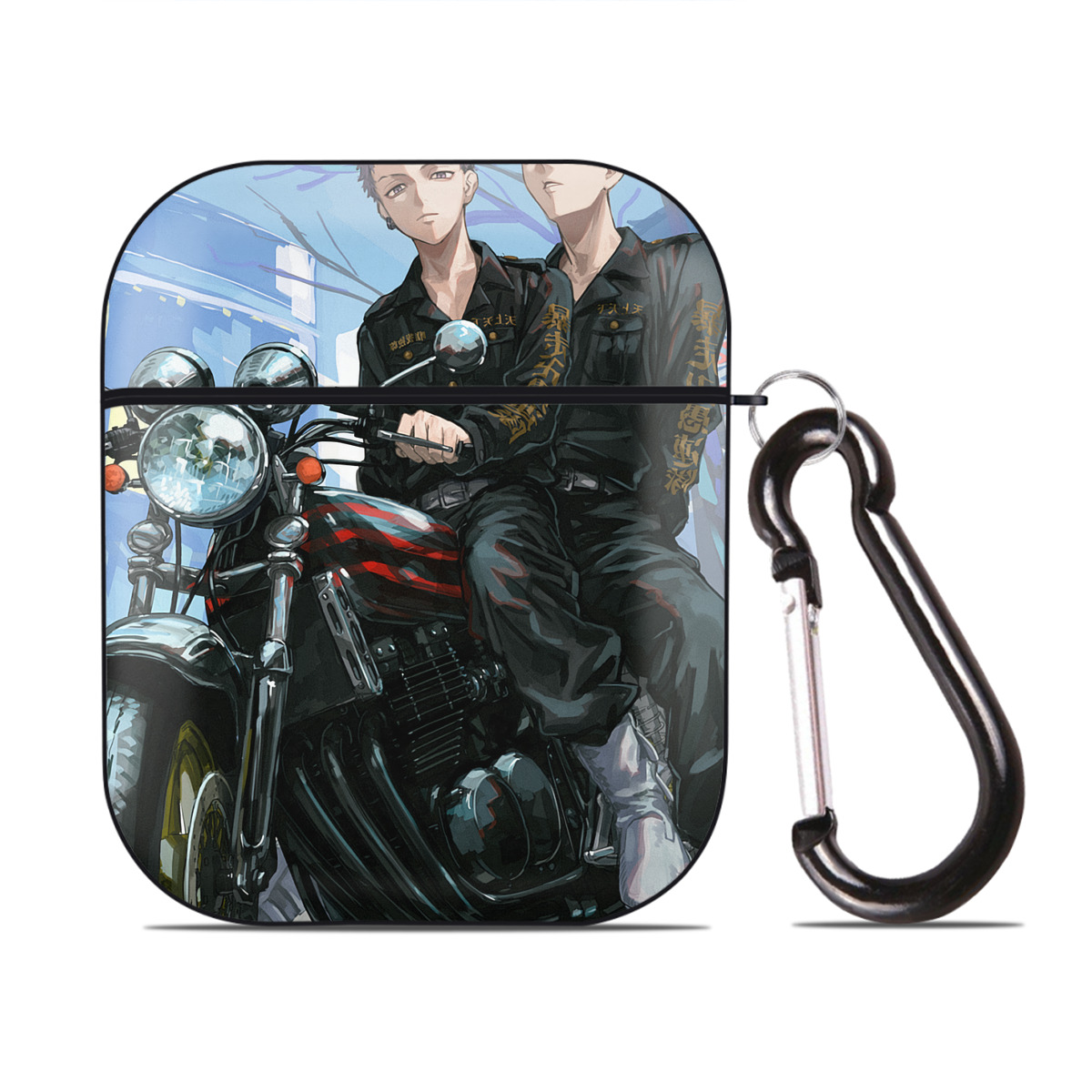 （画像用） 東京リベンジャーズ Tokyo Revengers AirPods 第2世代保護ケース ハードシェル ブラック 耐衝撃・防指紋・カラビナ付き