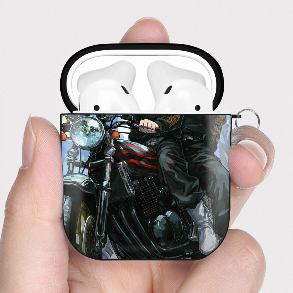 （画像用） 東京リベンジャーズ Tokyo Revengers AirPods 第2世代保護ケース ハードシェル ブラック 耐衝撃・防指紋・カラビナ付き
