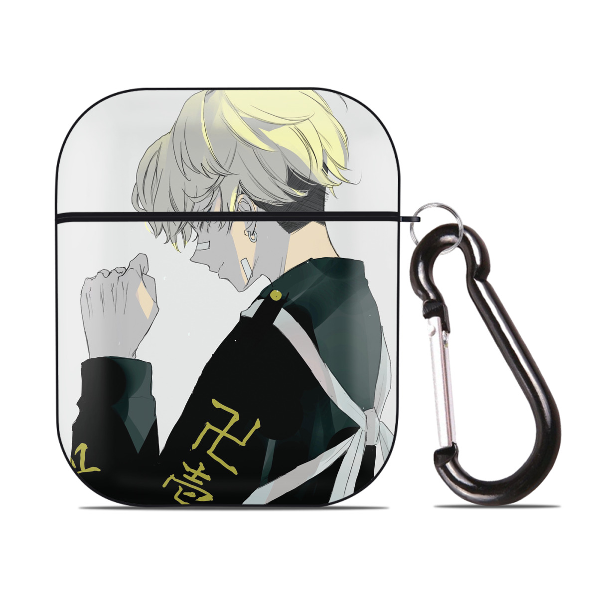 （画像用） 東京リベンジャーズ Tokyo Revengers AirPods 第2世代保護ケース ハードシェル ブラック 耐衝撃・防指紋・カラビナ付き