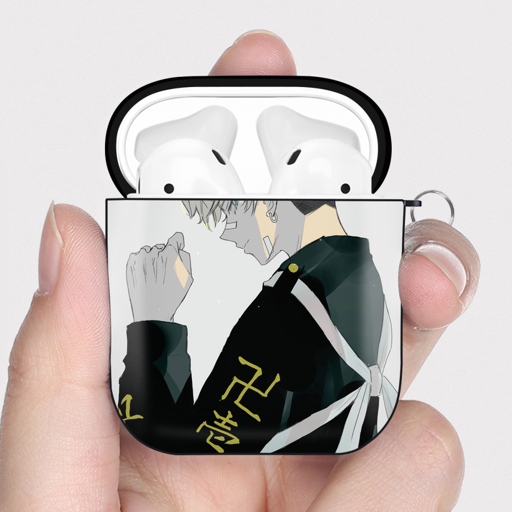 （画像用） 東京リベンジャーズ Tokyo Revengers AirPods 第2世代保護ケース ハードシェル ブラック 耐衝撃・防指紋・カラビナ付き