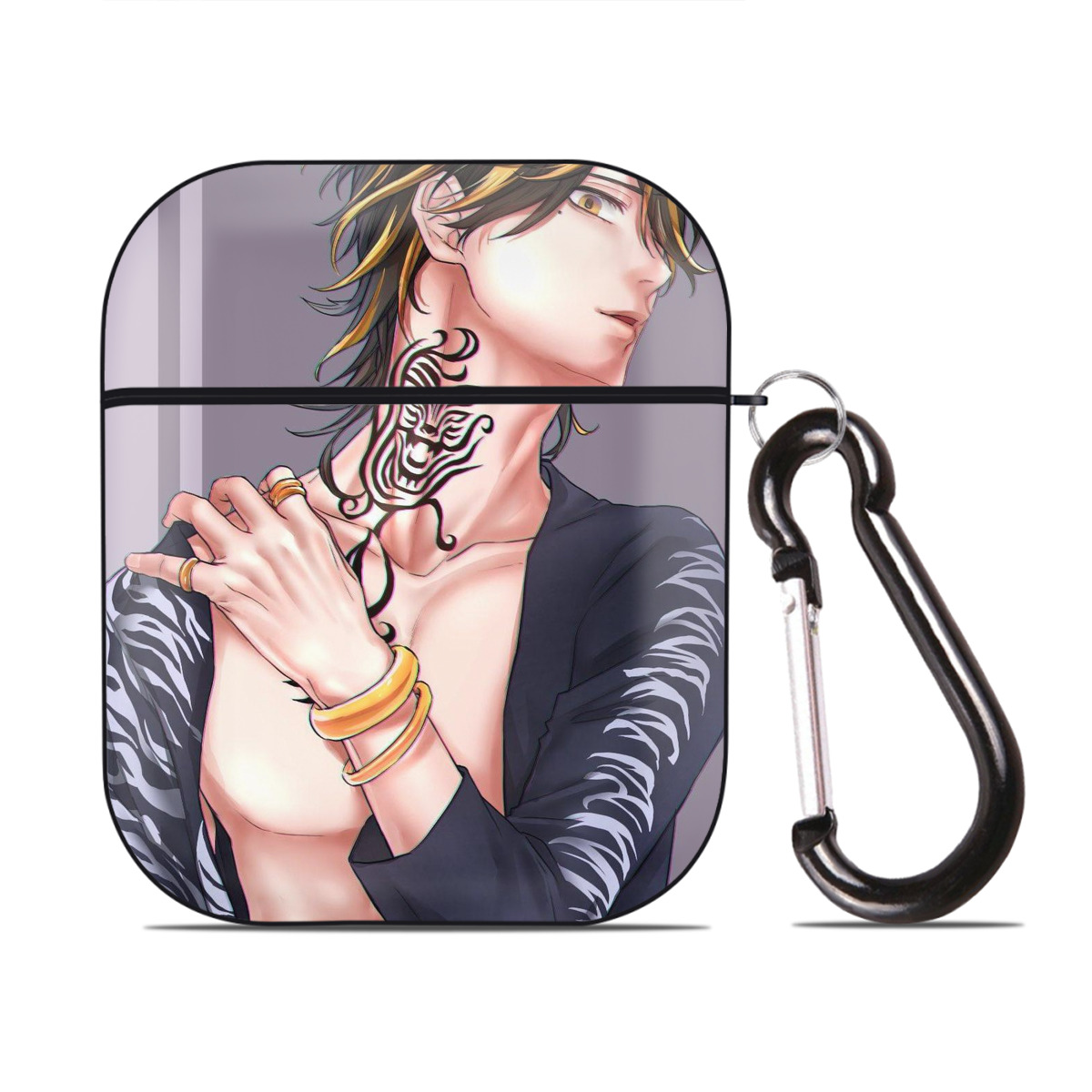 （画像用） 東京リベンジャーズ Tokyo Revengers AirPods 第2世代保護ケース ハードシェル ブラック 耐衝撃・防指紋・カラビナ付き