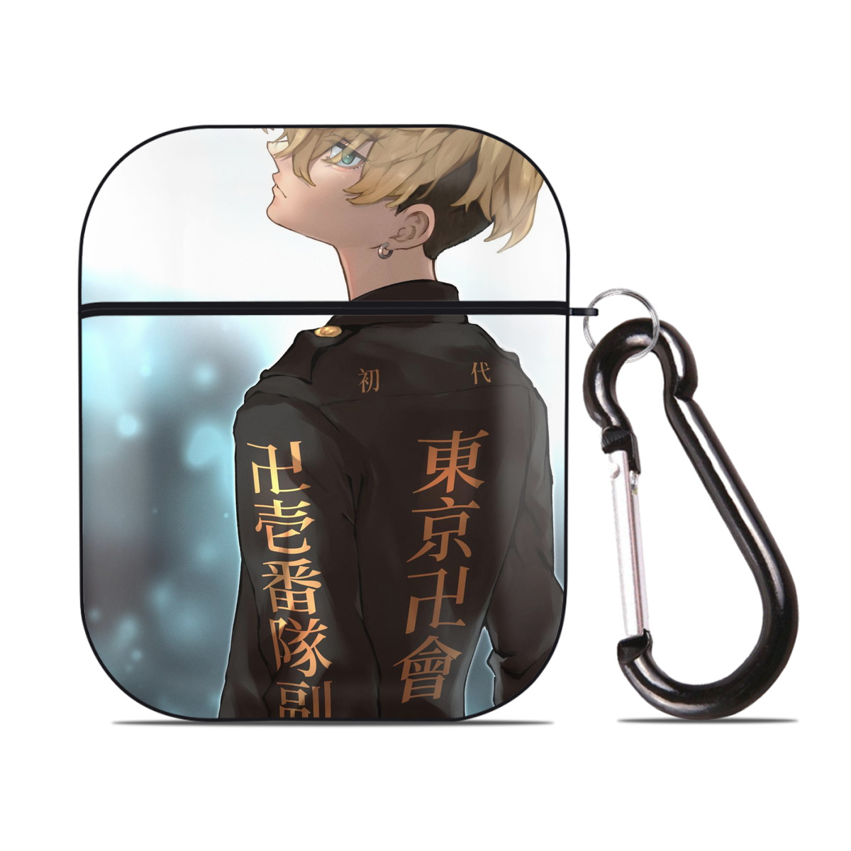 （画像用） 東京リベンジャーズ Tokyo Revengers AirPods 第2世代保護ケース ハードシェル ブラック 耐衝撃・防指紋・カラビナ付き