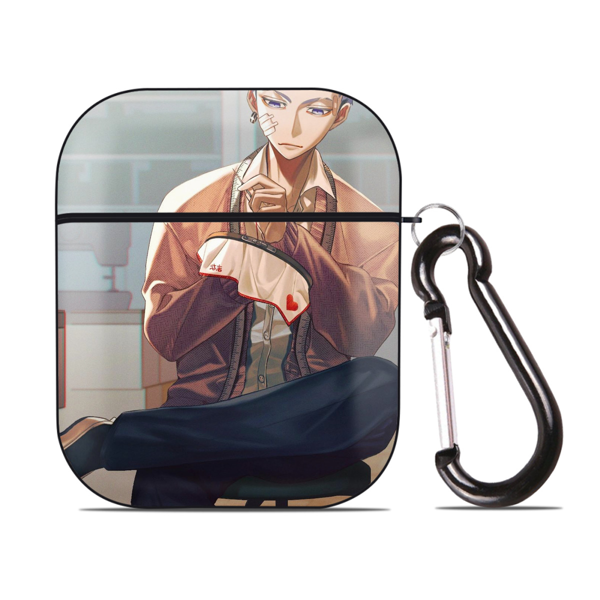 （画像用） 東京リベンジャーズ Tokyo Revengers AirPods 第2世代保護ケース ハードシェル ブラック 耐衝撃・防指紋・カラビナ付き