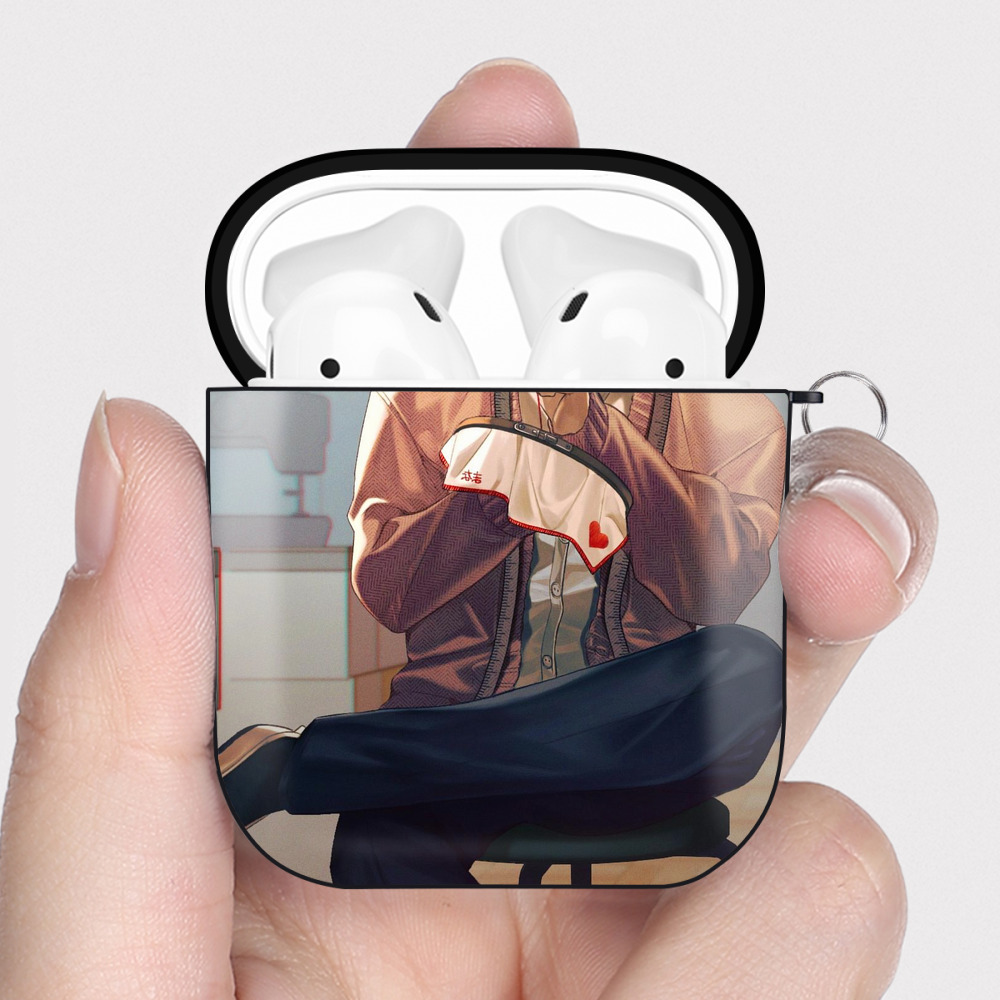 （画像用） 東京リベンジャーズ Tokyo Revengers AirPods 第2世代保護ケース ハードシェル ブラック 耐衝撃・防指紋・カラビナ付き