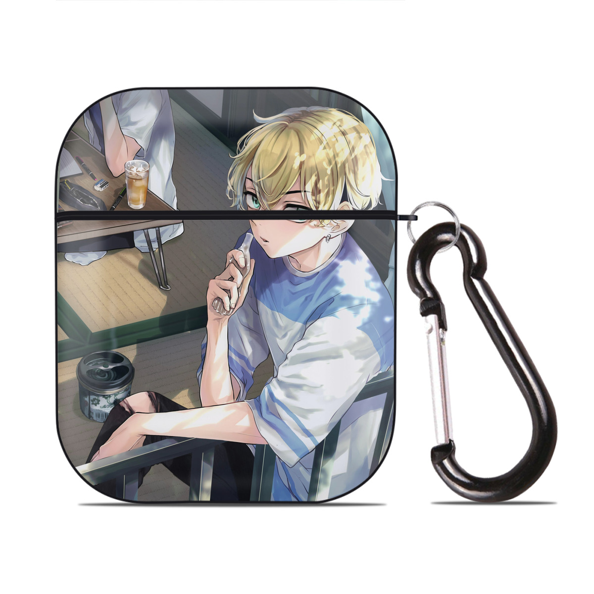 （画像用） 東京リベンジャーズ Tokyo Revengers AirPods 第2世代保護ケース ハードシェル ブラック 耐衝撃・防指紋・カラビナ付き