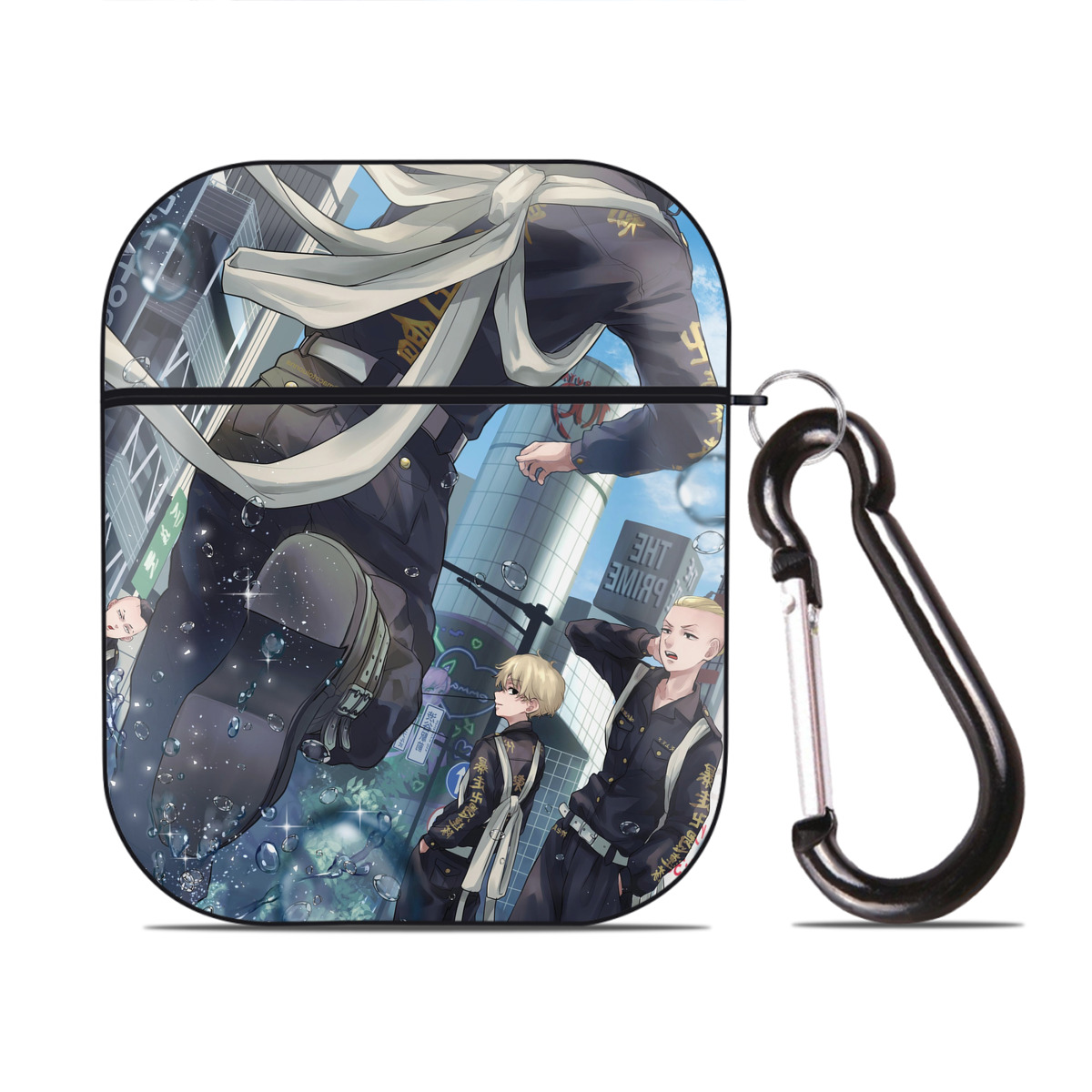 （画像用） 東京リベンジャーズ Tokyo Revengers AirPods 第2世代保護ケース ハードシェル ブラック 耐衝撃・防指紋・カラビナ付き