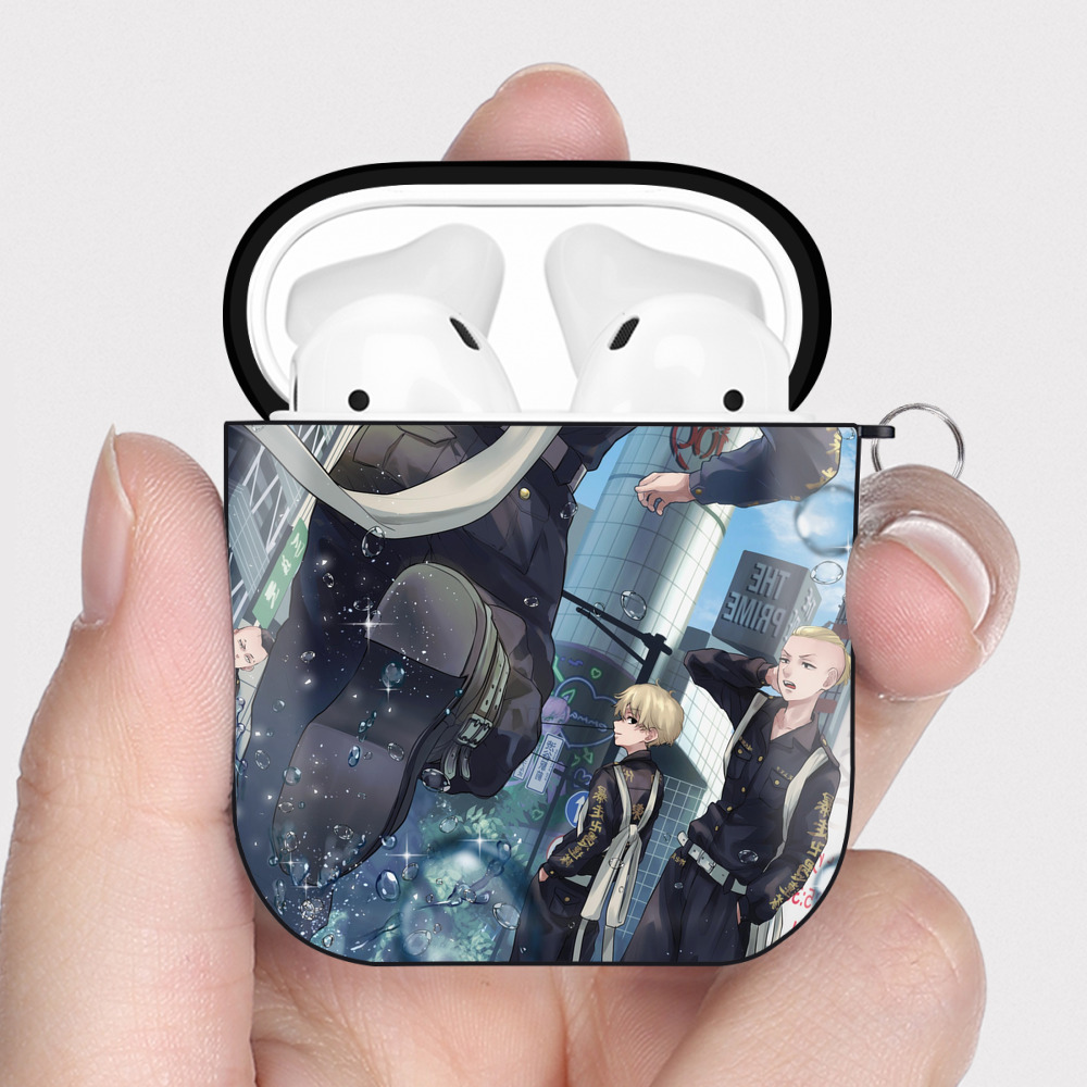 （画像用） 東京リベンジャーズ Tokyo Revengers AirPods 第2世代保護ケース ハードシェル ブラック 耐衝撃・防指紋・カラビナ付き