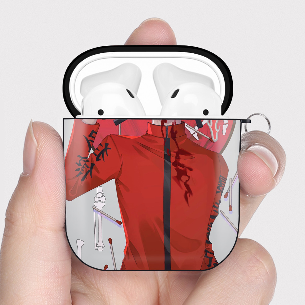 （画像用） 東京リベンジャーズ Tokyo Revengers AirPods 第2世代保護ケース ハードシェル ブラック 耐衝撃・防指紋・カラビナ付き