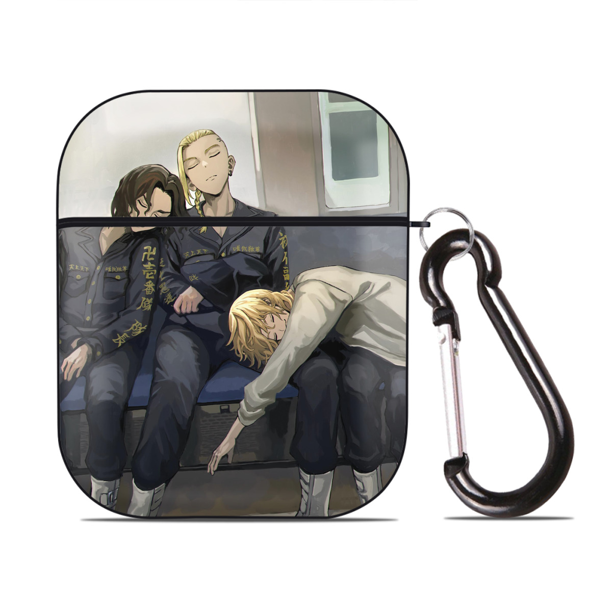 （画像用） 東京リベンジャーズ Tokyo Revengers AirPods 第2世代保護ケース ハードシェル ブラック 耐衝撃・防指紋・カラビナ付き