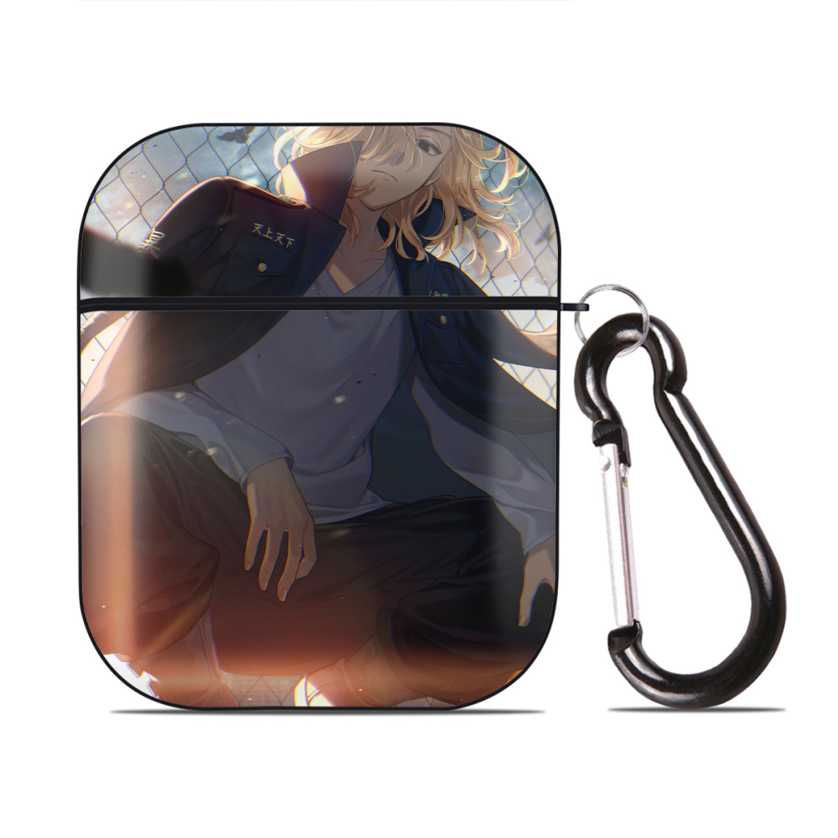 （画像用） 東京リベンジャーズ Tokyo Revengers AirPods 第2世代保護ケース ハードシェル ブラック 耐衝撃・防指紋・カラビナ付き