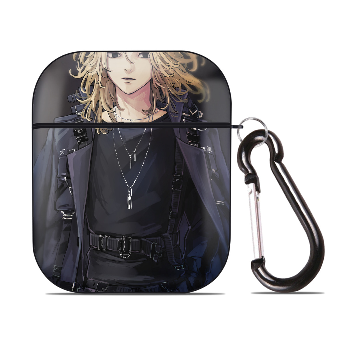 （画像用） 東京リベンジャーズ Tokyo Revengers AirPods 第2世代保護ケース ハードシェル ブラック 耐衝撃・防指紋・カラビナ付き