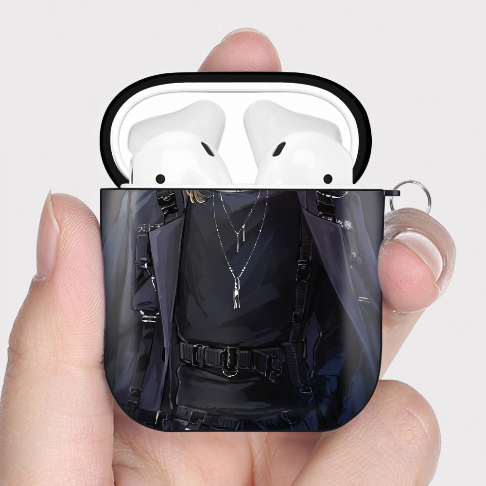 （画像用） 東京リベンジャーズ Tokyo Revengers AirPods 第2世代保護ケース ハードシェル ブラック 耐衝撃・防指紋・カラビナ付き