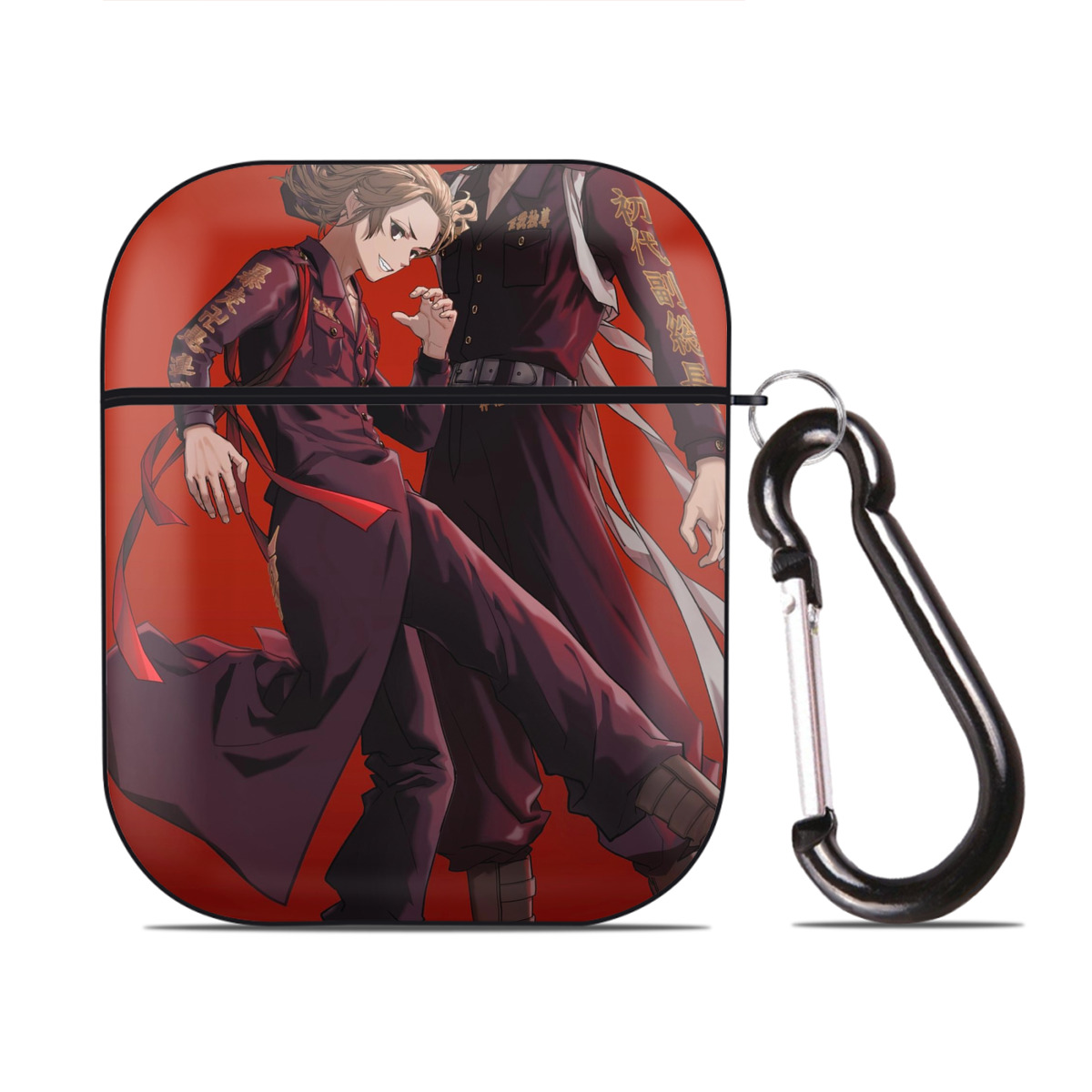 （画像用） 東京リベンジャーズ Tokyo Revengers AirPods 第2世代保護ケース ハードシェル ブラック 耐衝撃・防指紋・カラビナ付き