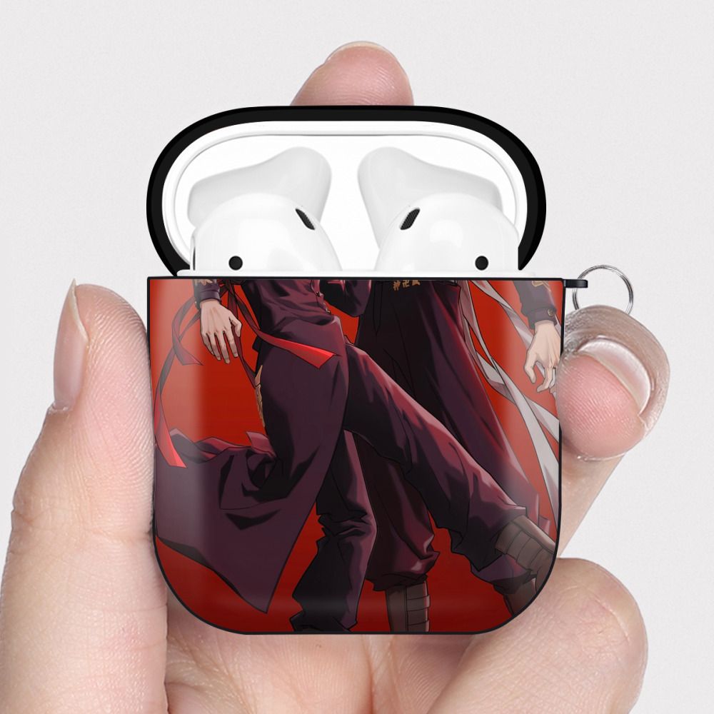 （画像用） 東京リベンジャーズ Tokyo Revengers AirPods 第2世代保護ケース ハードシェル ブラック 耐衝撃・防指紋・カラビナ付き