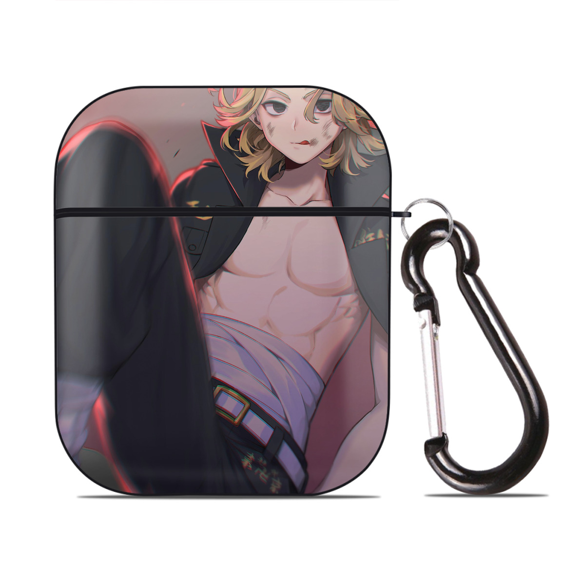 （画像用） 東京リベンジャーズ Tokyo Revengers AirPods 第2世代保護ケース ハードシェル ブラック 耐衝撃・防指紋・カラビナ付き