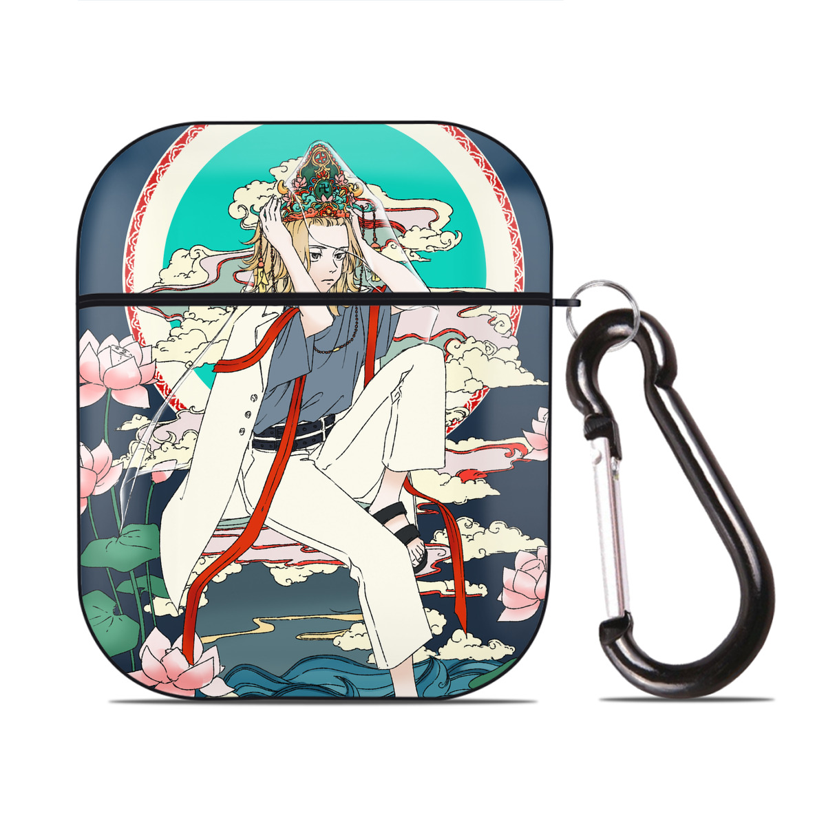 （画像用） 東京リベンジャーズ Tokyo Revengers AirPods 第2世代保護ケース ハードシェル ブラック 耐衝撃・防指紋・カラビナ付き