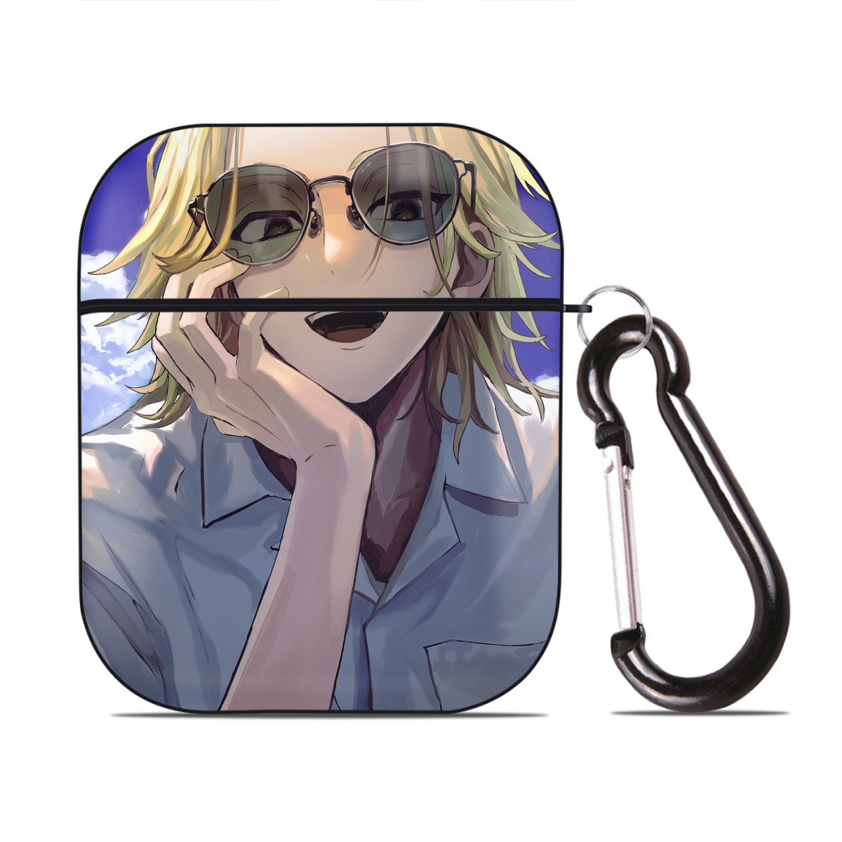 （画像用） 東京リベンジャーズ Tokyo Revengers AirPods 第2世代保護ケース ハードシェル ブラック 耐衝撃・防指紋・カラビナ付き