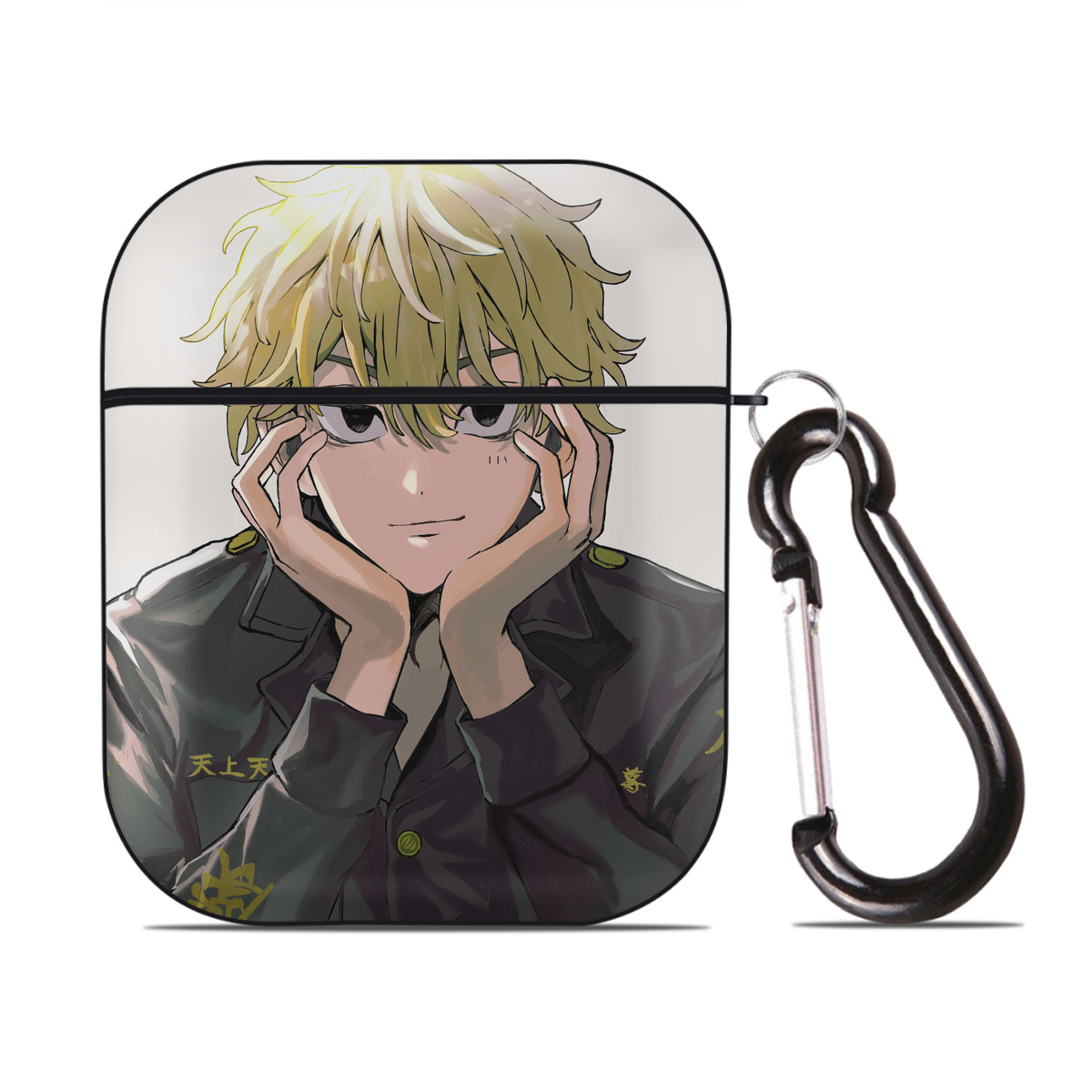 （画像用） 東京リベンジャーズ Tokyo Revengers AirPods 第2世代保護ケース ハードシェル ブラック 耐衝撃・防指紋・カラビナ付き