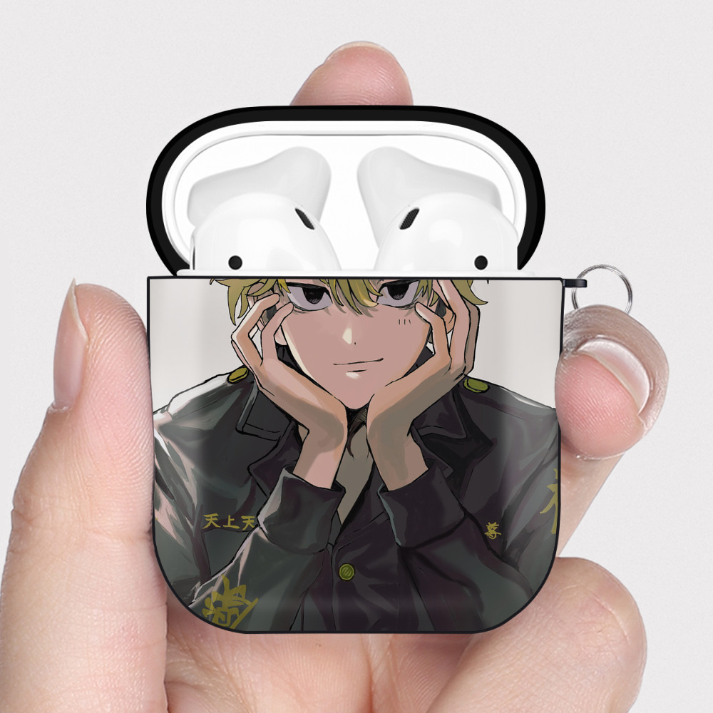 （画像用） 東京リベンジャーズ Tokyo Revengers AirPods 第2世代保護ケース ハードシェル ブラック 耐衝撃・防指紋・カラビナ付き