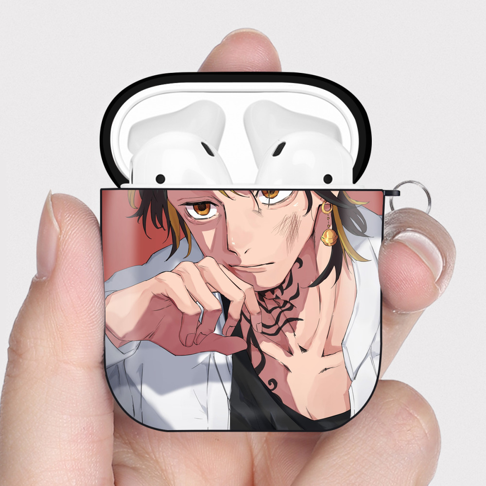 （画像用） 東京リベンジャーズ Tokyo Revengers AirPods 第2世代保護ケース ハードシェル ブラック 耐衝撃・防指紋・カラビナ付き