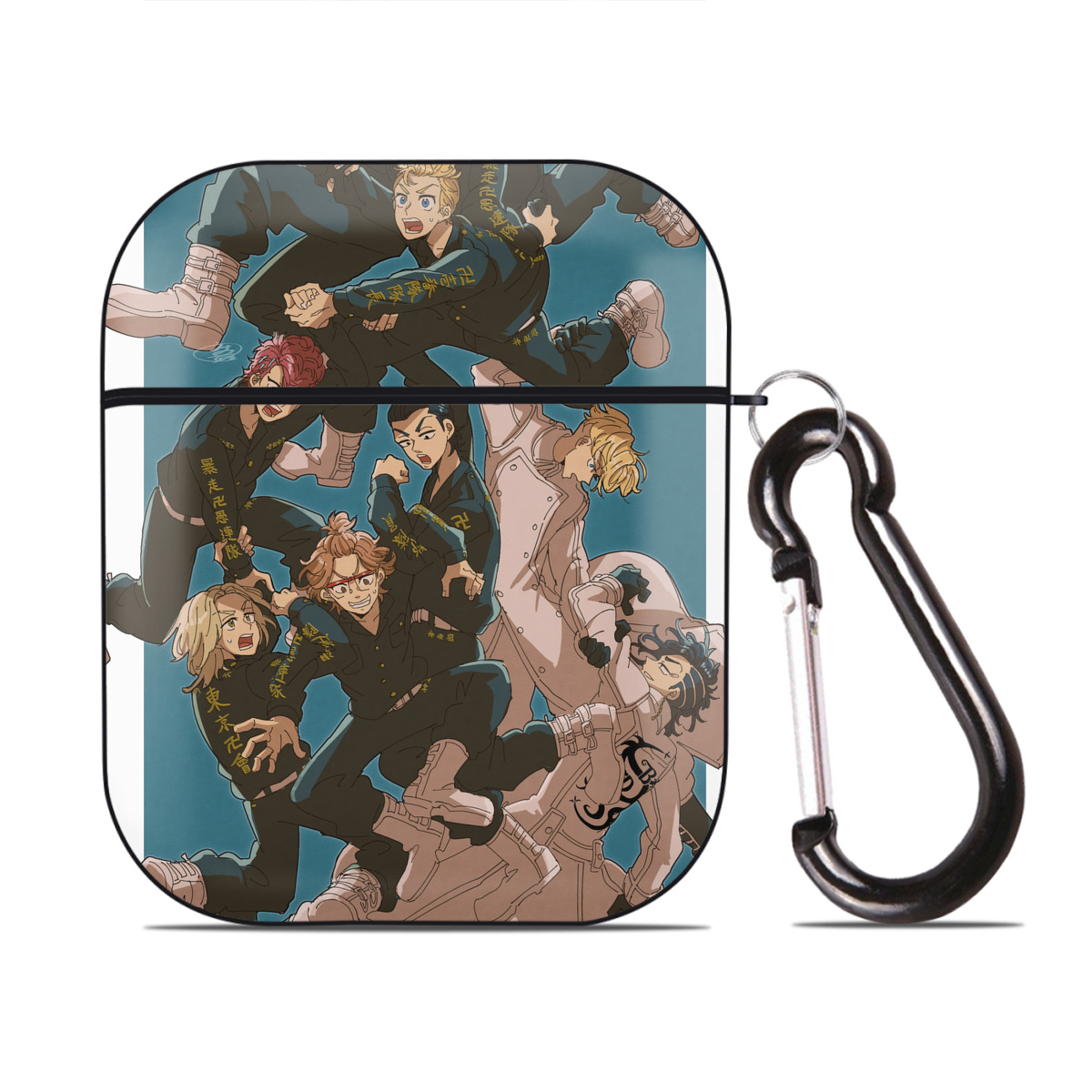 （画像用） 東京リベンジャーズ Tokyo Revengers AirPods 第2世代保護ケース ハードシェル ブラック 耐衝撃・防指紋・カラビナ付き