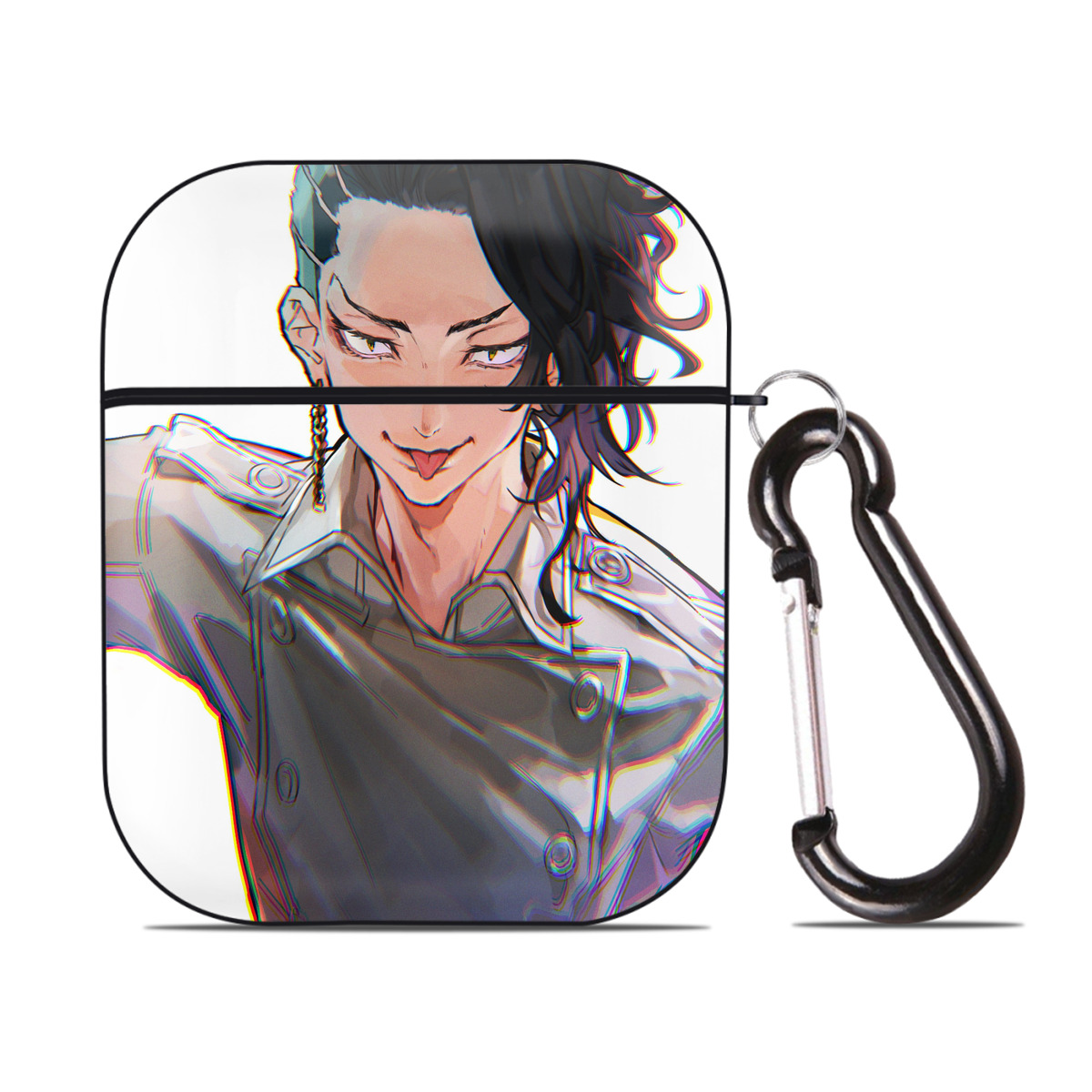 （画像用） 東京リベンジャーズ Tokyo Revengers AirPods 第2世代保護ケース ハードシェル ブラック 耐衝撃・防指紋・カラビナ付き