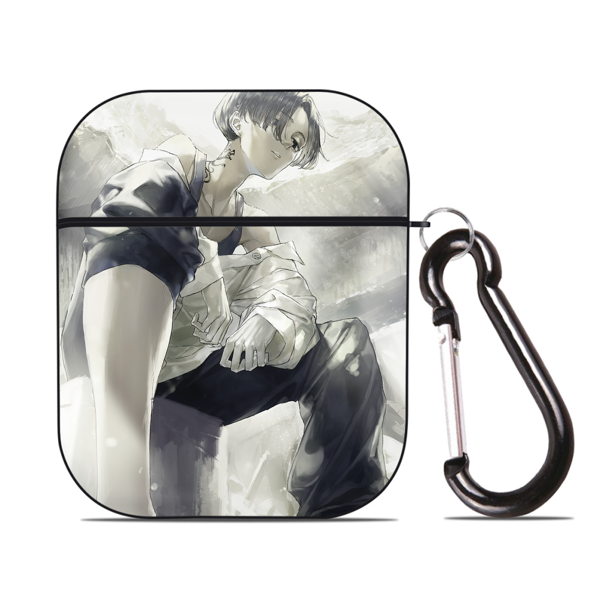 （画像用） 東京リベンジャーズ Tokyo Revengers AirPods 第2世代保護ケース ハードシェル ブラック 耐衝撃・防指紋・カラビナ付き