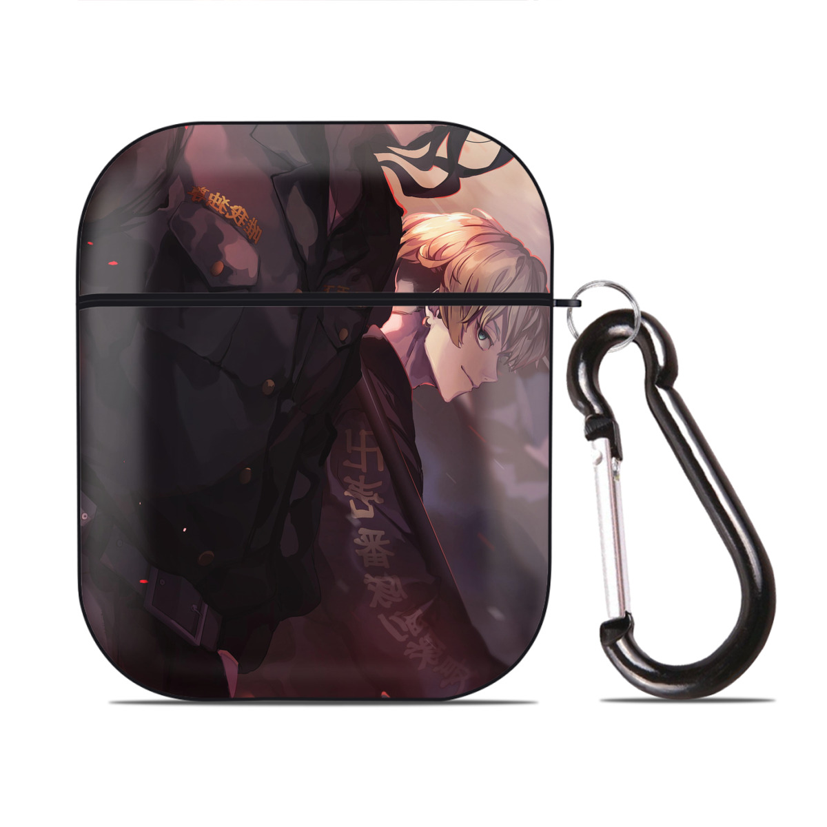 （画像用） 東京リベンジャーズ Tokyo Revengers AirPods 第2世代保護ケース ハードシェル ブラック 耐衝撃・防指紋・カラビナ付き